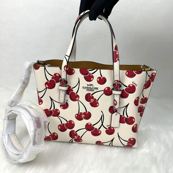 COPY - Coach Mollie Tote Bag 25 Crossbody With Cherry Print In Leather NWT CY695 - Picture 1 of 11